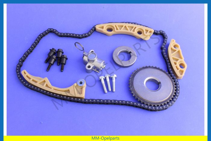 Timing chain set with gears and pulleys
