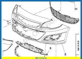 Front bumper, without headlight wash, with advanced parking pilot system